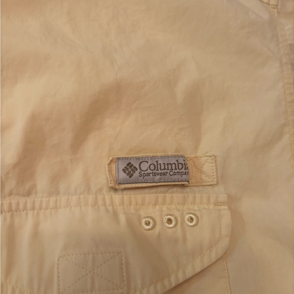 Columbia PFG Short Sleeve Fishing Shirt Men’s L Vented Utility Yellow Cotton - Picture 3 of 7